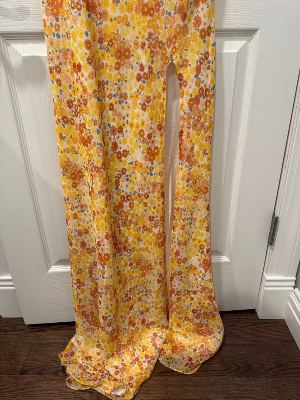 STAUD Yellow Floral Maxi Dress with High Side Slit - Picture 6 of 8